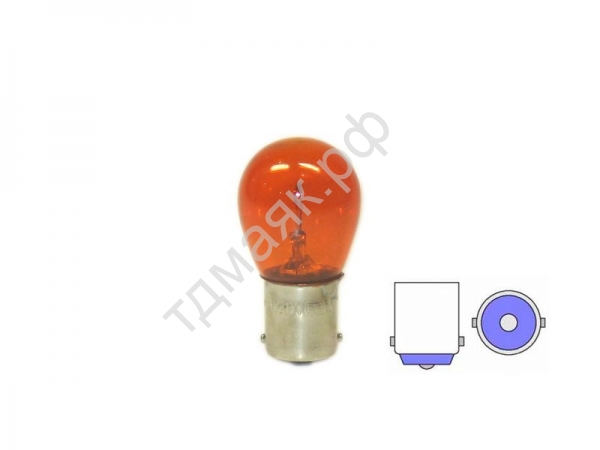 Лампа 21W 24V BA15s желтая указатель поворотов МАЯК (упак.100 шт)