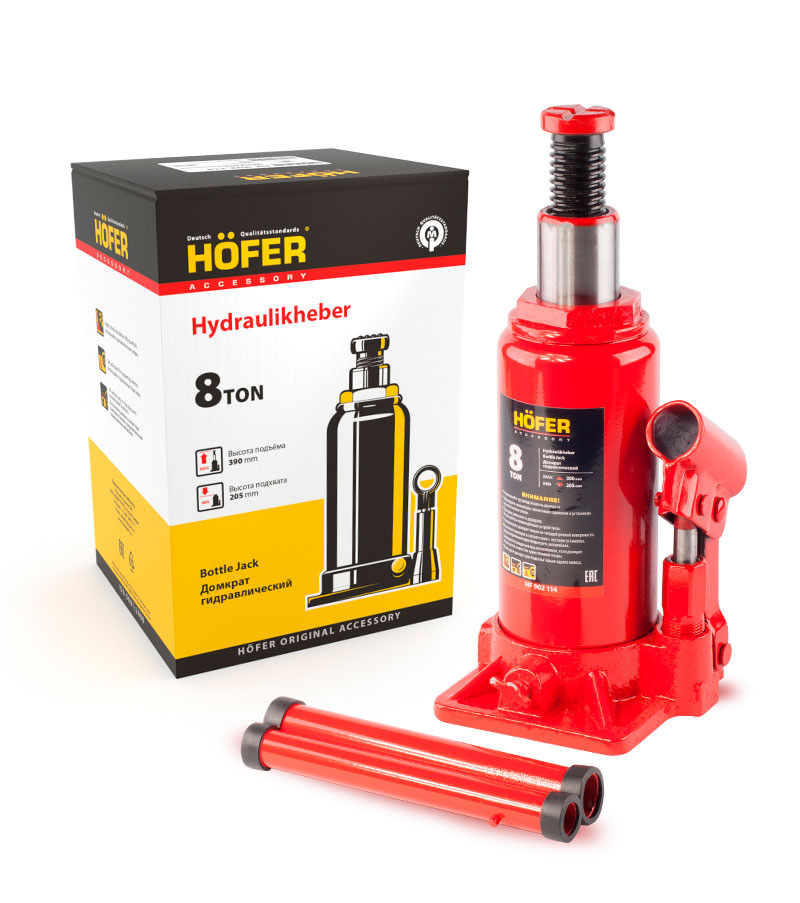 Домкрат гидр. бутылоч. 8 т 205-390мм без пред.кл.HOFER