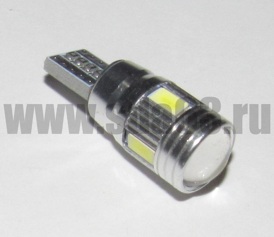 Светодиод T10 габаритная Б/Ц 12V с линзой