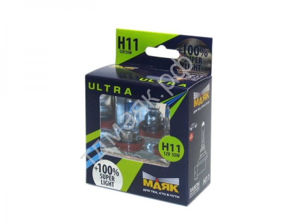 Лампа H11 12V 55W +100% МАЯК (комп. 2шт)