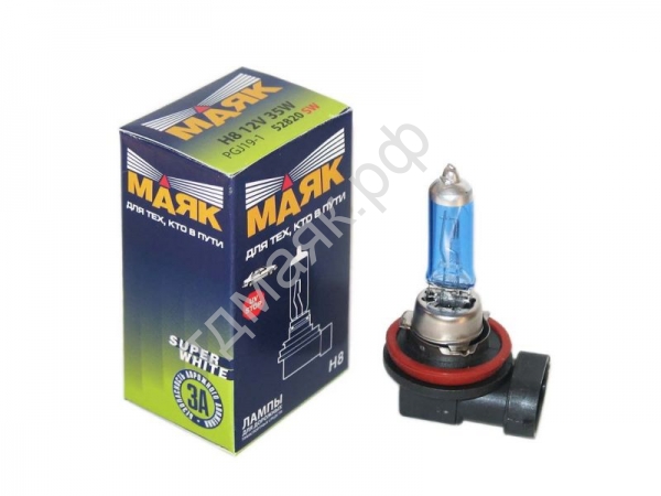Лампа Н8 12V 35W PGJ19-1SUP WHITE МАЯК 
