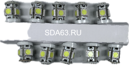 Светодиод T10 (1LED) (size 5050) (белый) (упак.10шт) 