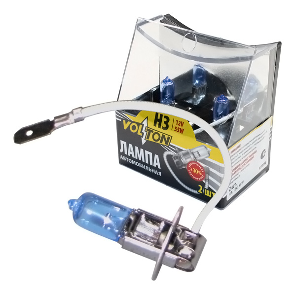 Лампа H3 12V 55W +30% (к-т 2 шт.) VOLTON