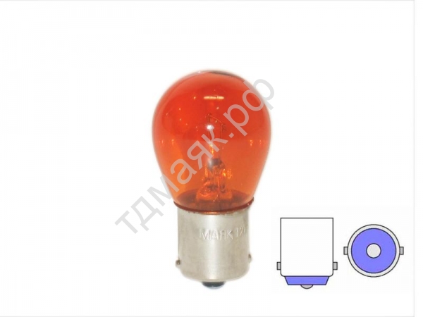 Лампа 21W 12V BA15s желтая указатель поворотов МАЯК (упак.100 шт)